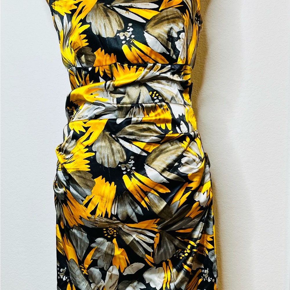 Vintage London Floral Yellow and Gray Dress